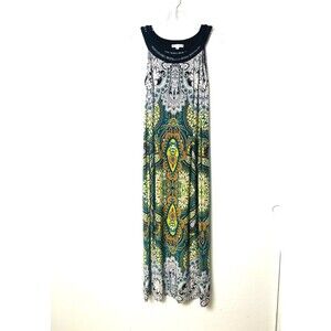 Sandra Darren Maxi Dress Women's Size 10 Multicolor Paisley Halter Neck Stretch
